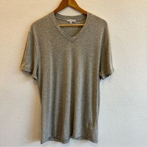 James Perse Women's Sheer 100% Cotton V-Neck Tee Heather Gray Size 2